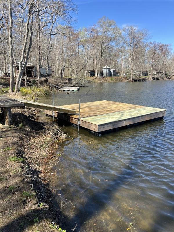 View the timber floating dock and walkway