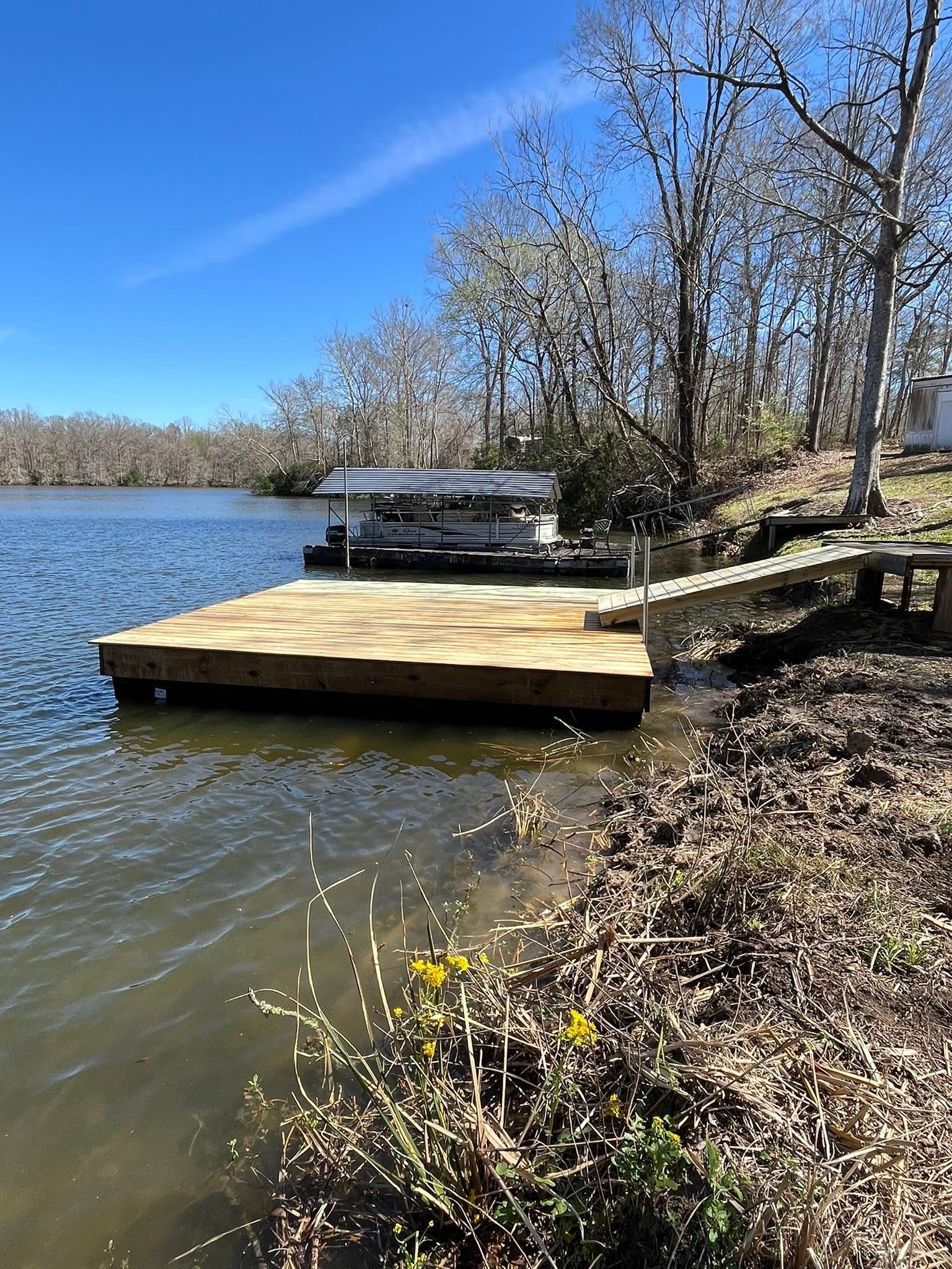 Completed Gator Constructors timber floating dock and walkway